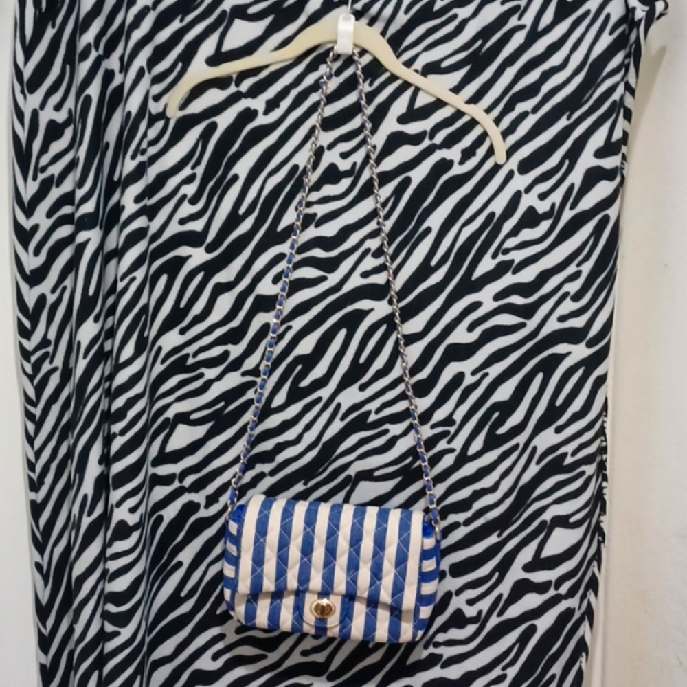 Blue and white strip Jean bag
